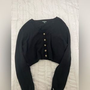 Black cropped button up